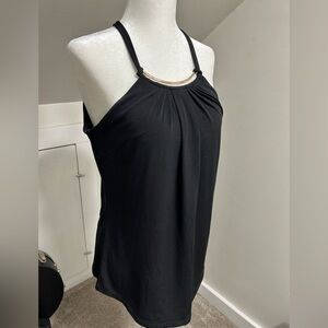 Black Tank Top with Gold Detail